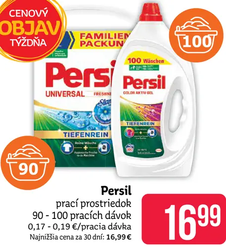 Persil prací prostriedok Universal, Tiefenrein alebo Color 90 – 100 pracích dávok