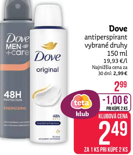 Dove antiperspirant vybrané druhy