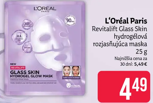 L’Oréal Paris Revitalift Glass Skin hydrogelová pleťová maska