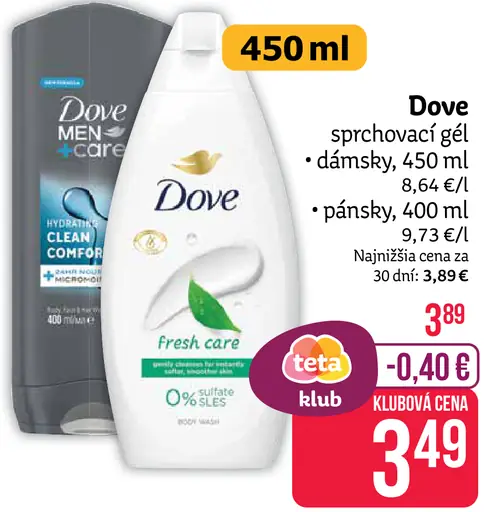 Dove sprchovací gél dámsky pánsky