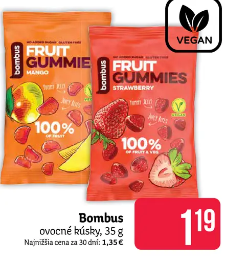 Bombus ovocné kúsky fruit gummies strawberry