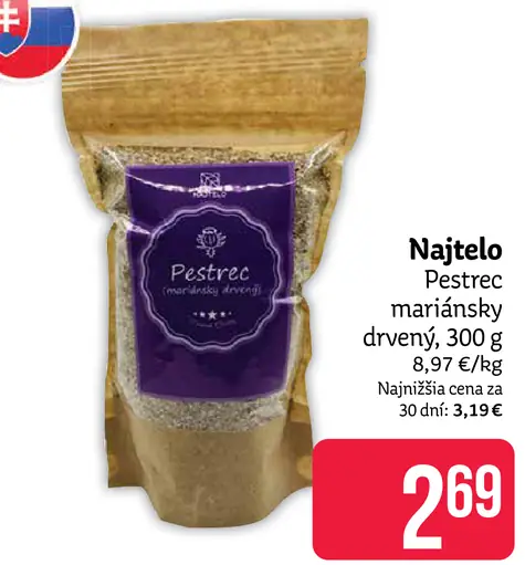 Najtelo Pestrec mariánsky drvený