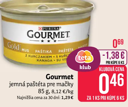 Gourmet jemná paštéta pre mačky Gold mousse