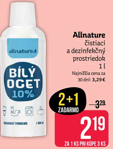 Allnature čistiaci a dezinfekčný prostriedok biely ocot 10 %
