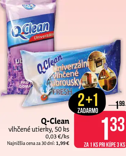 Q-Clean univerzálne vlhčené utierky