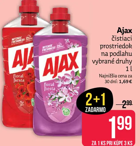 Ajax čistiaci prostriedok na podlahy vybrané druhy