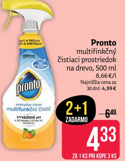 Pronto multifunkčný čistiaci prostriedok na drevo