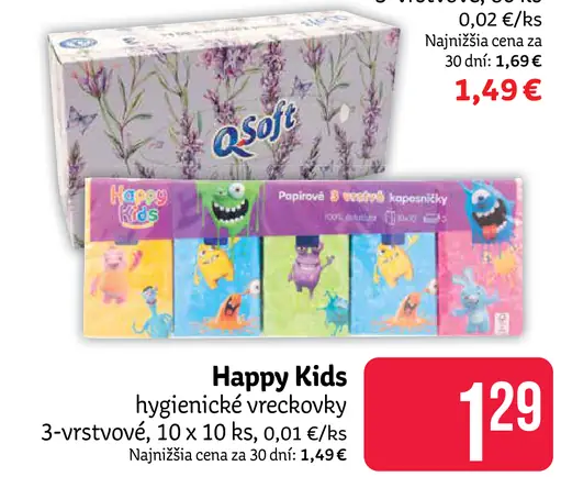 Happy Kids hygienické vreckovky 3-vrstvové