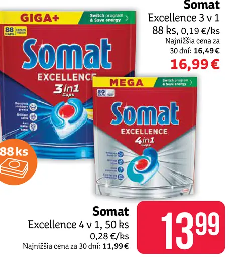 Somat Excellence 4in1 kapsuly do umývačky riadu