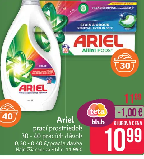 Ariel prací prostriedok kapsuly