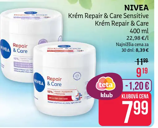 Nivea Creme Sensitive Krém Repair & Care
