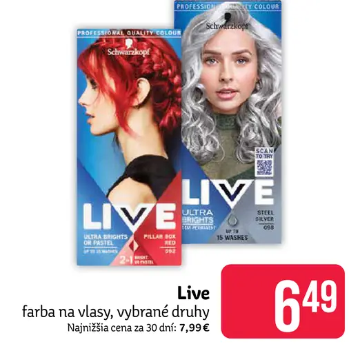 Live farba na vlasy, vybrané odtiene