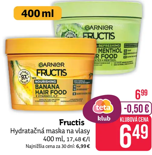 Garnier Fructis hydratačná maska na vlasy Banana Hair Food