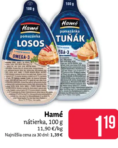 Hamé nátierka losos/tuniak