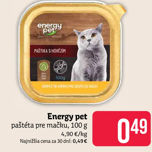 Energy pet paštéta pre mačku