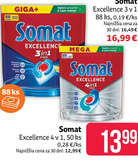 Somat Excellence 3 v 1 tablety do umývačky
