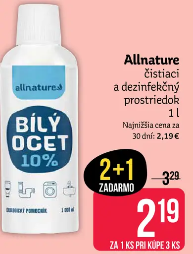 Allnature čistiaci a dezinfekčný prostriedok biely ocot 10 %