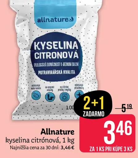 Allnature kyselina citrónová