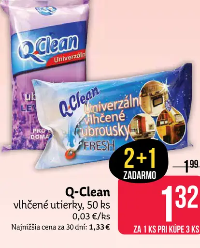 Q-Clean univerzálne vlhčené utierky