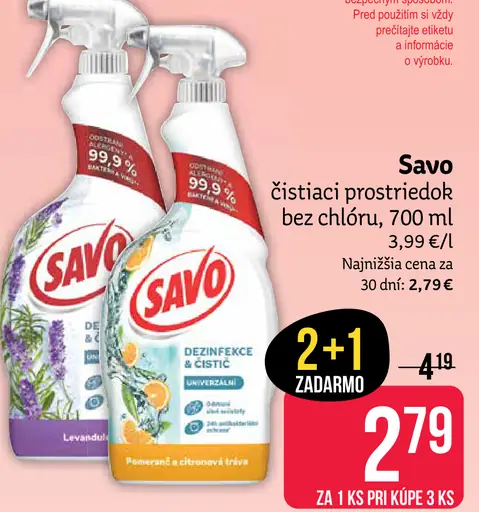 Savo čistiaci prostriedok bez chlóru