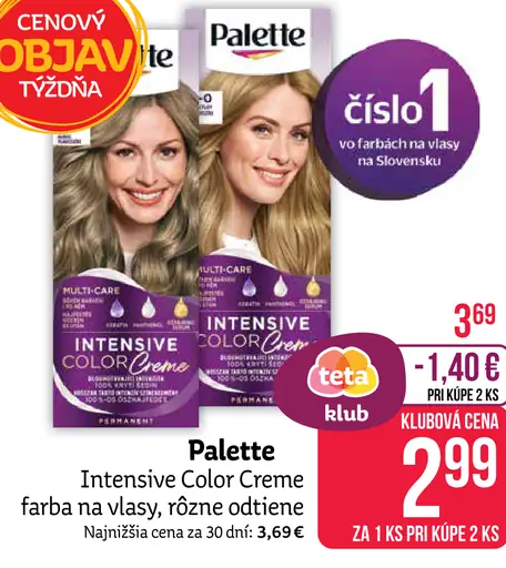 Palette Intensive Color Creme farba na vlasy nugát 6-65