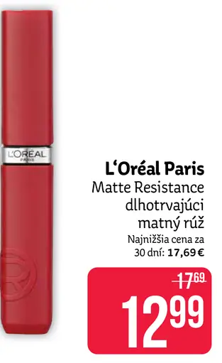 L'Oréal Paris Matte Resistance dlhotrvajúci matný rúž