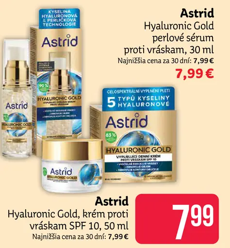 Astrid Hyaluronic Gold vyplňujúce perlové sérum proti vráskam