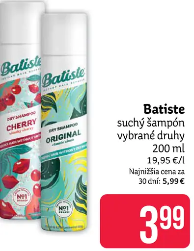 Batiste suchý šampón vybrané druhy