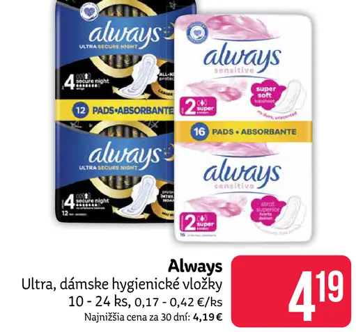Always Ultra dámske hygienické vložky