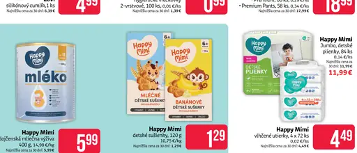 Happy Mimi detské sušienky mliečne banánové kakaové