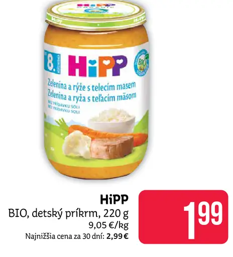 HiPP detský príkrm zelenina a ryža s teľacím mäsom