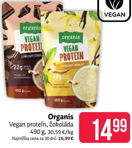 Organis Vegan proteín, čokoláda