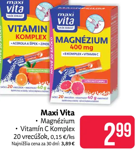 Maxi Vita Magnézium Vitamin Komplex, 20 vrecúšok