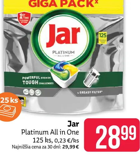 Jar Platinum Plus All in One kapsuly do umývačky riadu