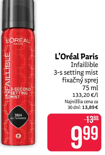 L'Oréal Paris Infaillible 3-s-setting mist fixačný sprej
