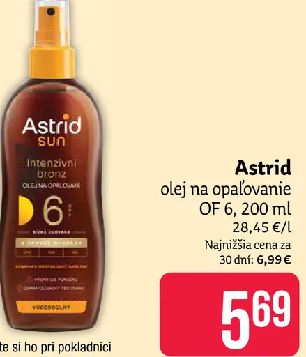 Astrid olej na opaľovanie OF 6