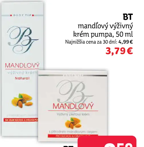 BT mandľový výživný krém pumpa