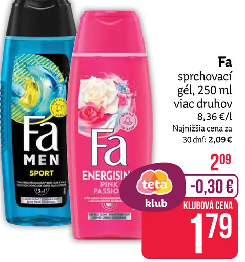 Fa sprchovací gél viac druhov