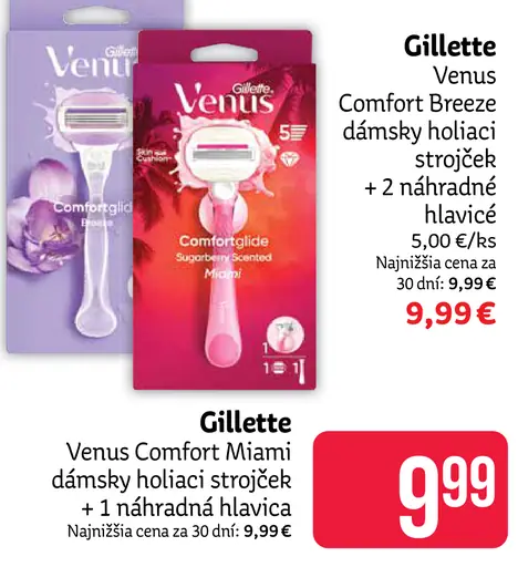 Gillette Venus Comfort Breez dámsky holiaci strojček s náhradnými hlavicami