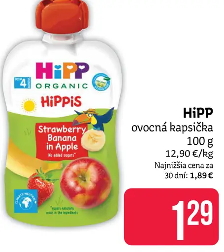 HiPP HiPPis ovocná kapsička Strawberry Banana in Apple
