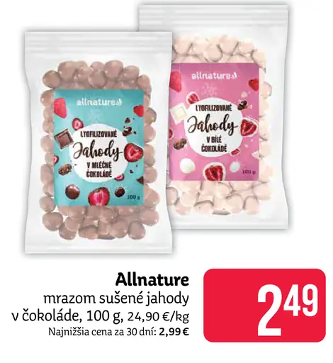 Allnature jahody sušené mrazom v bielej čokolade