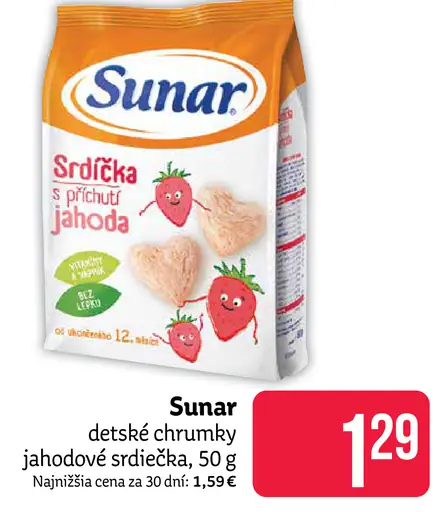 Sunar detské chrumky jahodové srdiečka