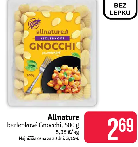 Allnature bezlepkové Gnocchi