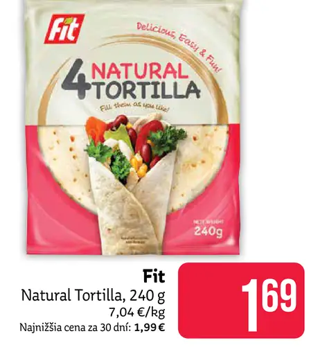 Tortilla Fit natural celozrnná