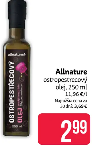 Allnature ostropestrecový olej