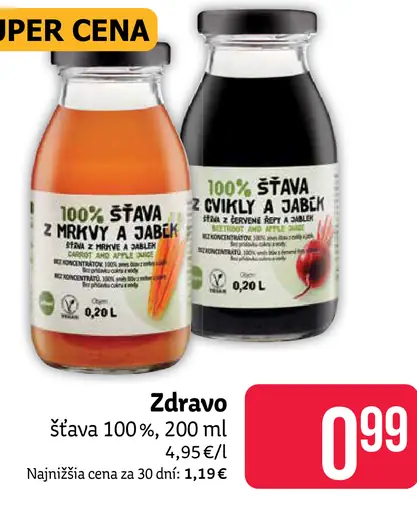 Zdravo 100% šťava z mrkvy a jabĺk