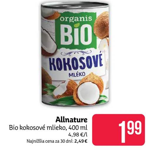 Allnature Bio kokosové mlieko