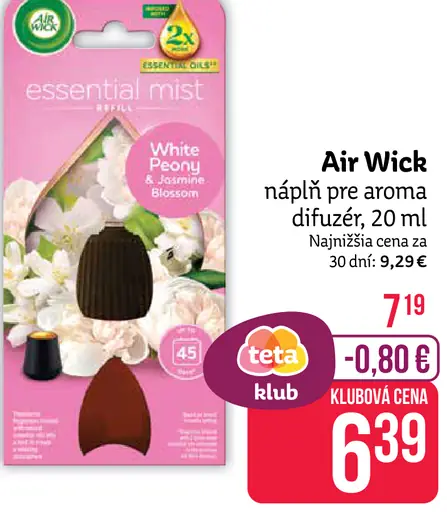 Air Wick náplň pre aroma difuzér Essential Mist White