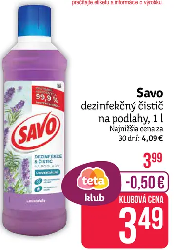 Savo dezinfekčný čistiaci na podlahy