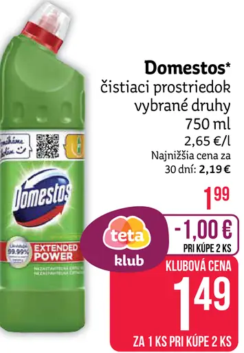 Domestos čistiaci prostriedok vybrané druhy